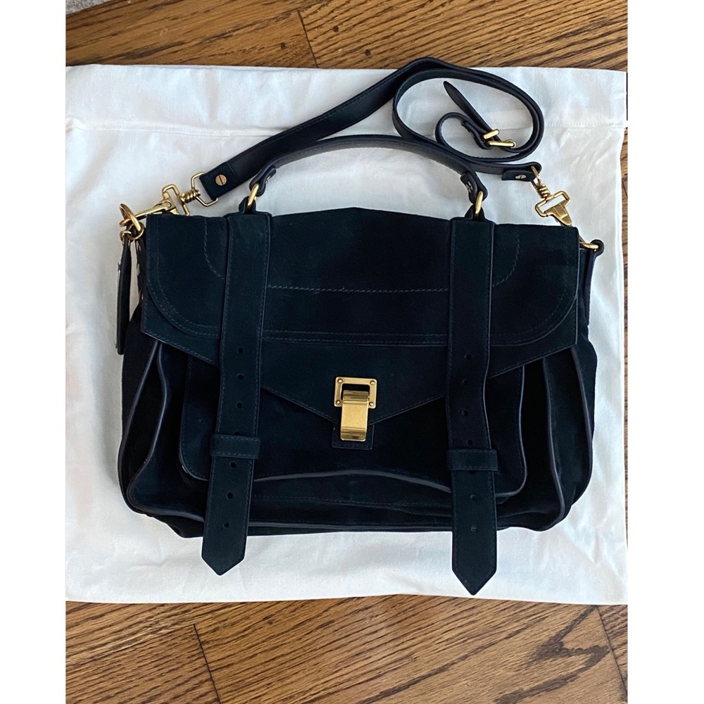 Proenza Shouler Navy Suede PS1 Medium With Shoulder Strap New with Box & Dustbag